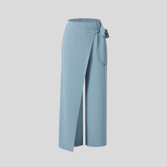 Halara High Waisted Tie Side Wide Leg Work Pants Forget-Me-Not Slate Blue - Picture 8 of 12